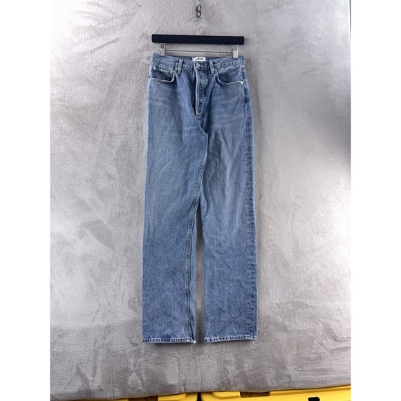 Agolde Denim - AGOLDE 90s Jeans Womens Size 26x29 Blue Wash Denim Button Fly Straight Leg